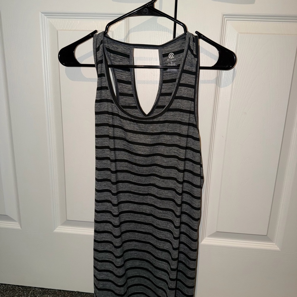 Champion Black and Gray Striped Tank Top